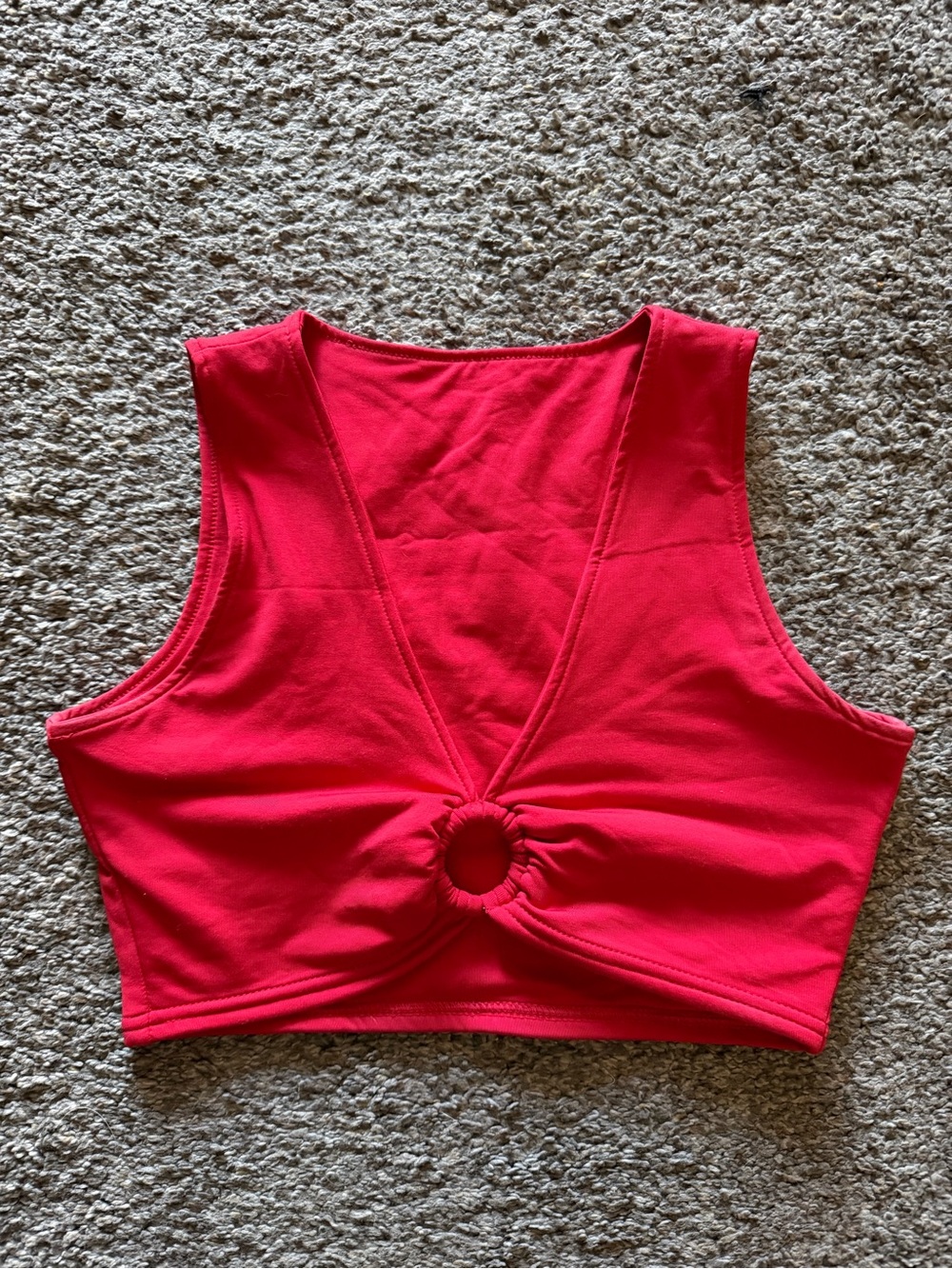 Amazon Red O-Ring Ruched V Neck Crop Top Tank